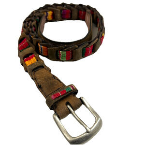 Woven Leather Belt Size 32 Womens Boho Retro Cowgirl Unbranded